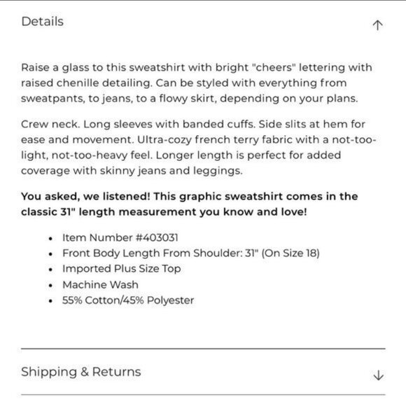 Lane Bryant Cheers Raised Graphic Sweatshirt Comfy Special Occasion 22/24 - Picture 8 of 8